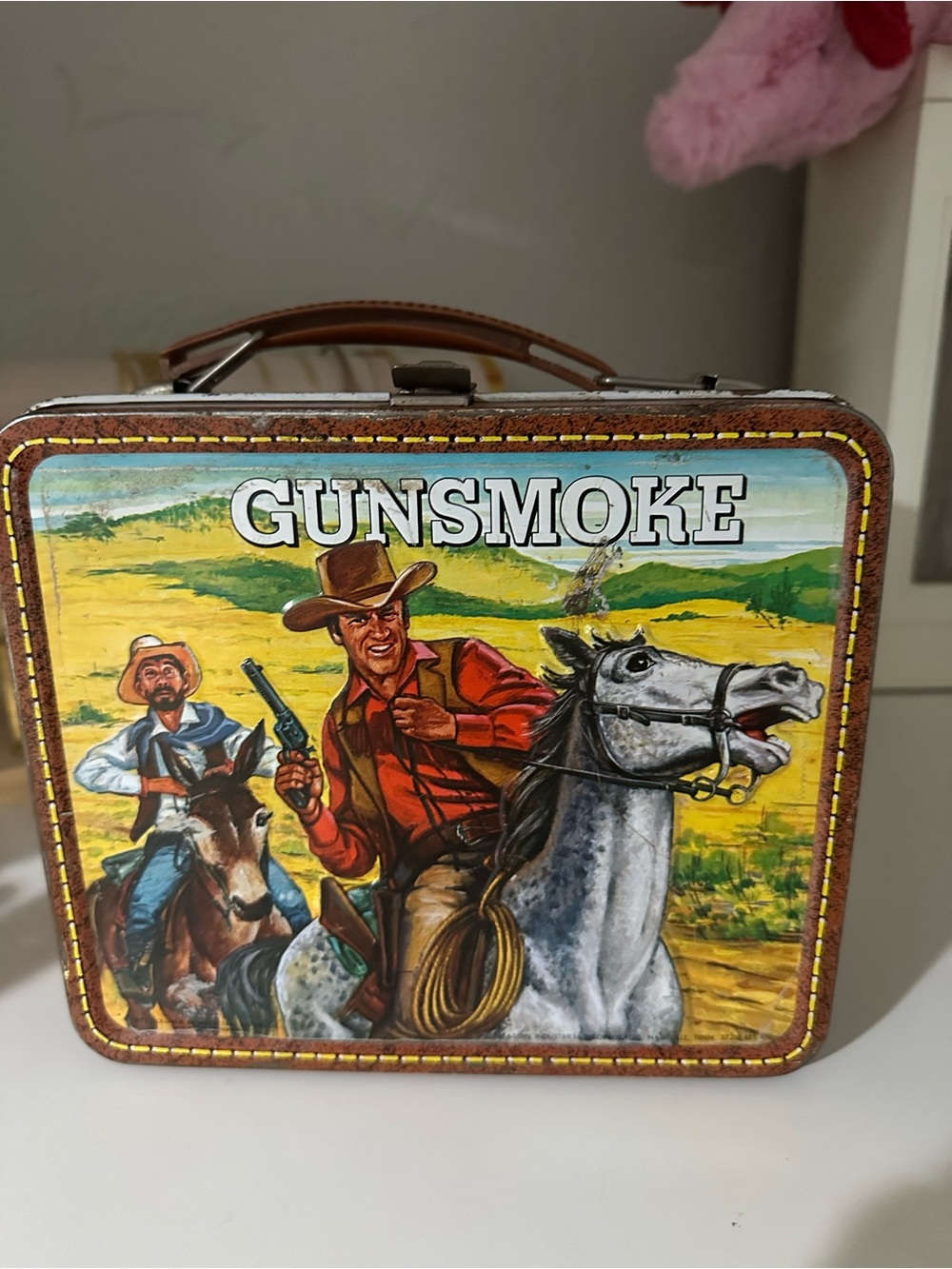 Vintage Gunsmoke Tin Lunchbox 1970s Aladdin Metal Lunch Box